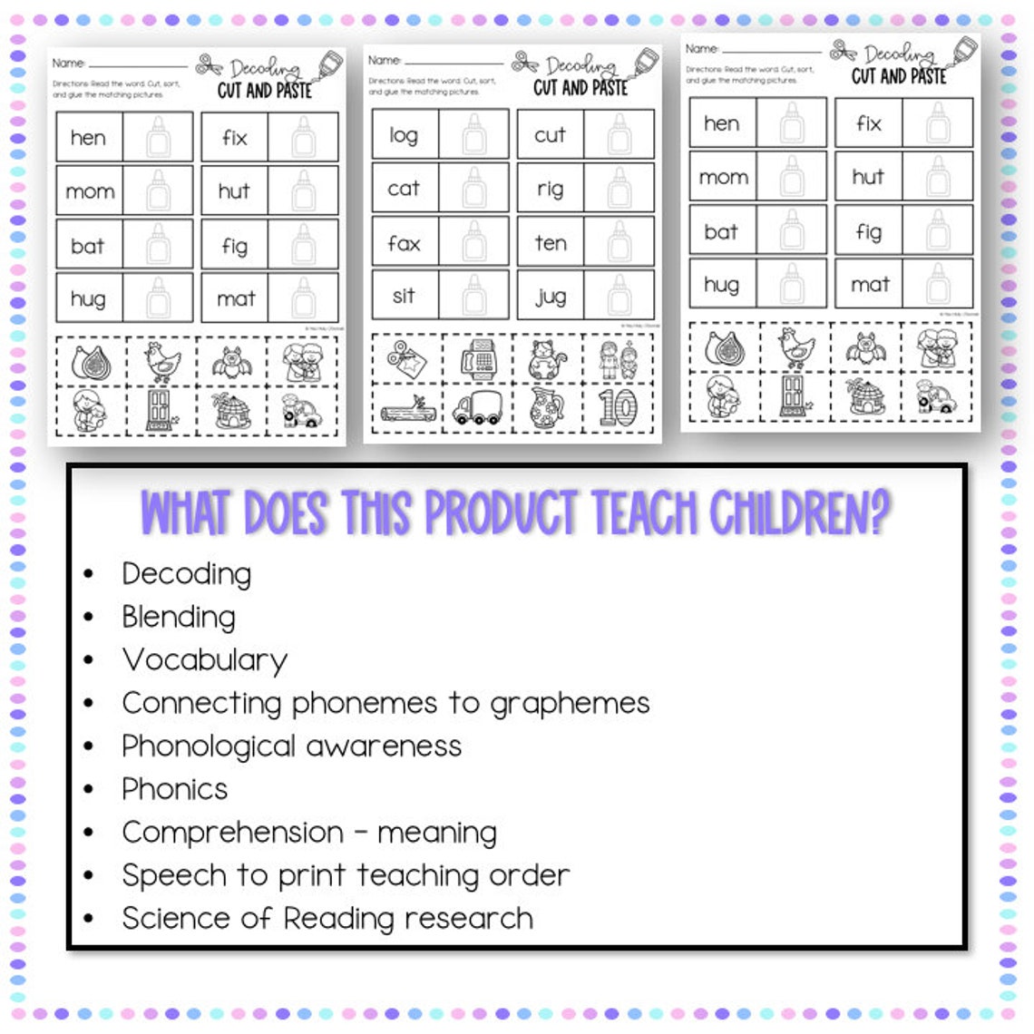 CVC Decoding Worksheet for Kindergarten Phonics - Etsy