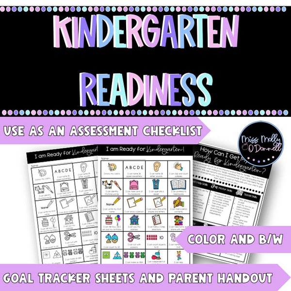 Kindergarten Readiness Assessment Checklist, Kindergarten Readiness Handout for Parents, PreK Goals, Preschool Homeschool Digital Download