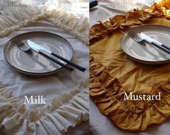 Chic Ruffled Cotton Table Napkins, Custom Sizes! 40 Color Choices, Personalize Your Dining Experience