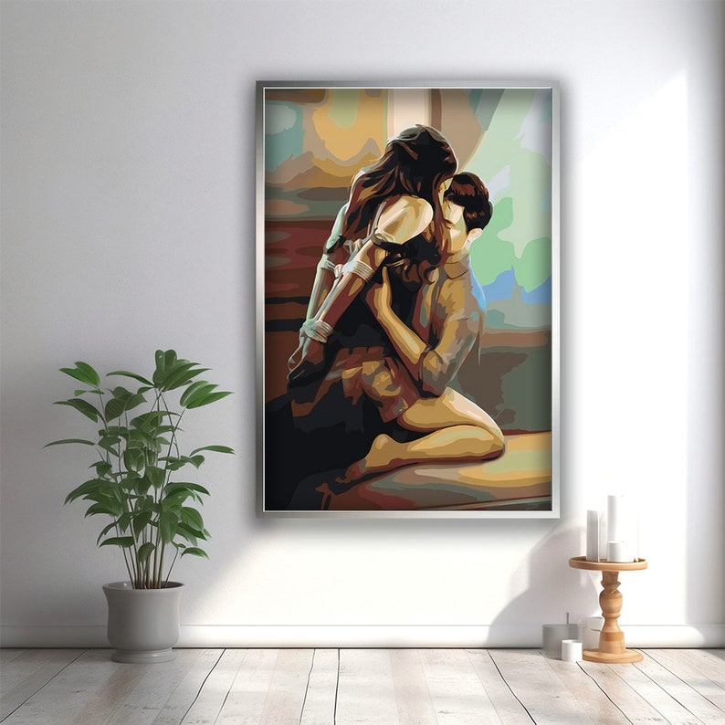 Lovemaking Couples Wall Art Men And Women With Their Hands Tied Canvas 