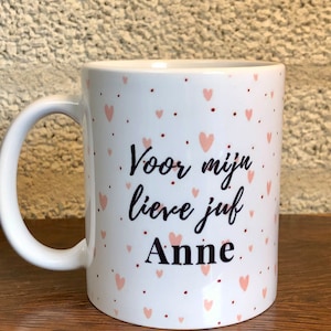 Kubek nauczyciela | Mok voor Juf | Gepersonaliseerd mok met naam | Cadeautje voor juf