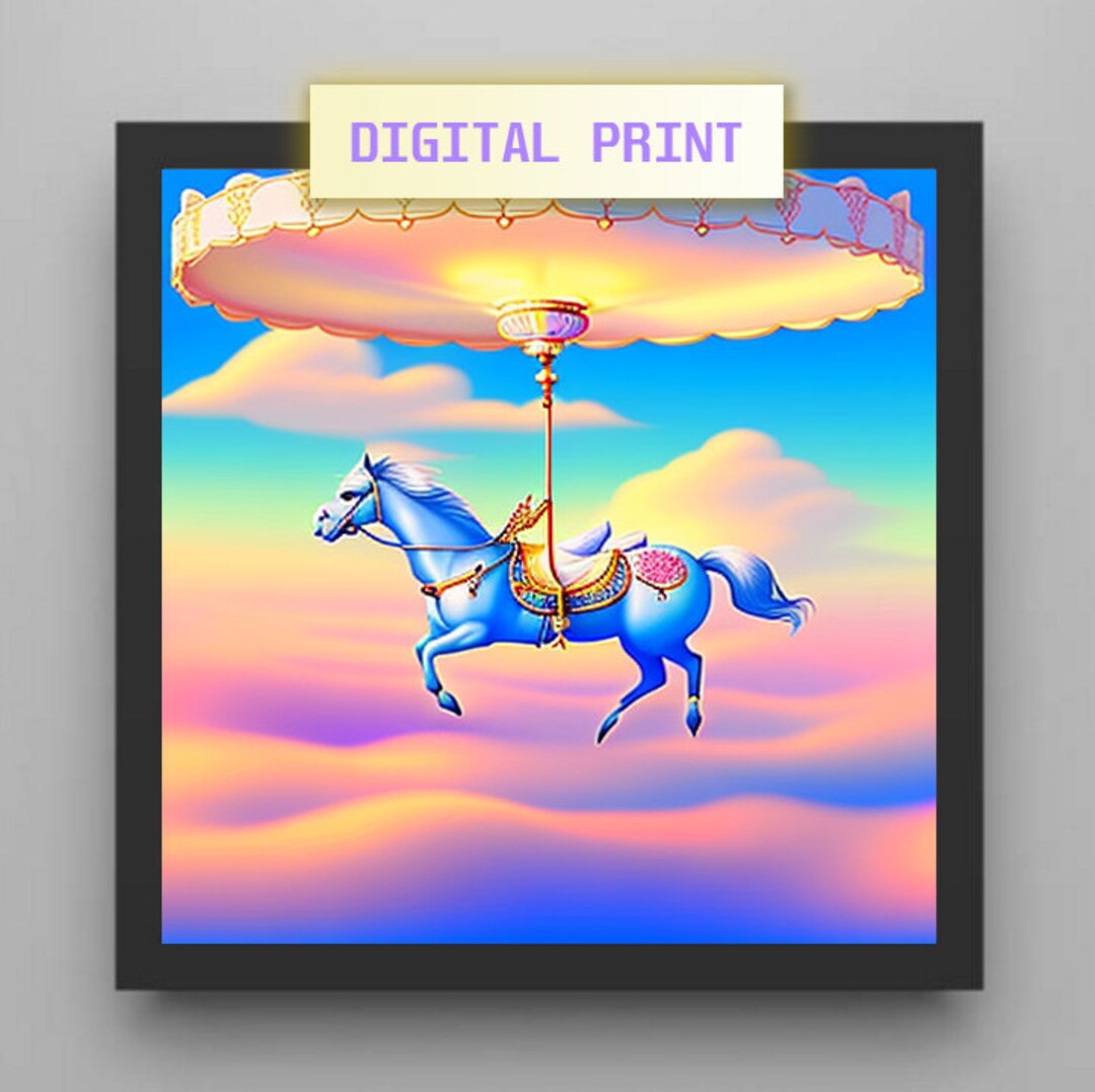 Floating Horse Carousel Digital Download 300 PPI Magical Etsy