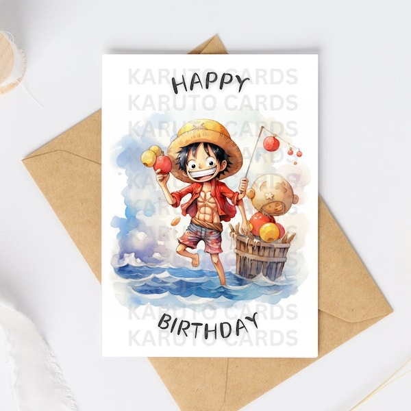 Happy Birthday Card - DIGITAL Download - Printable Birthday Card - Anime One Piece Inspired - Printable Greeting Card - Printable Card