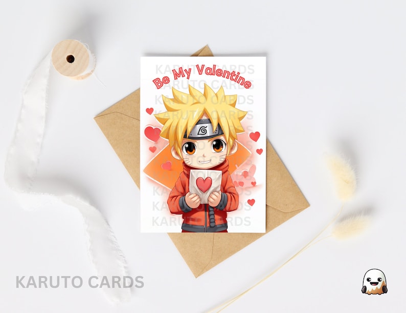 Naruto Valentines Day Card Classroom Valentines Card for Kids Printable Cute Anime Valentines ...