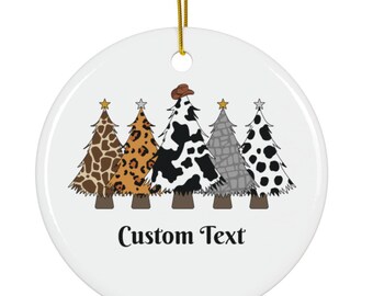 Custom Xmas Ornament, Cowboy Christmas Ceramic Ornament, Western Holiday Tree Decoration, Rodeo Xmas Decor, Wild West Ornament, Cowgirl