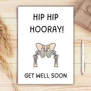 Hip, Hip, Hooray - Operação de Quadril - Cartão de melhoras - Substituição de Quadril, Cartão Engraçado, Download Instantâneo, Cartão de Recuperação Alegre,