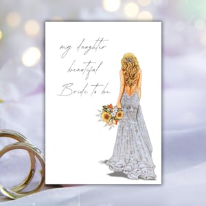 Cartão de casamento de mãe para filha, modelo elegante para chá de panela, download instantâneo para a futura noiva, para minha filha noiva, linda noiva