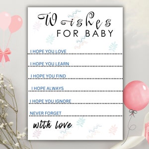 Minimalist Baby Shower Wishes Card: Advice for Baby (Printable, Instant Download)