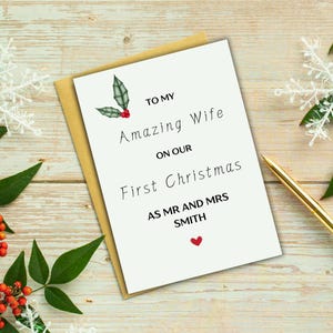 Primeiro cartão de Natal para minha esposa, cartão de Natal personalizado para minha incrível esposa, cartão de Natal romântico para ela, DOWNLOAD INSTANTÂNEO