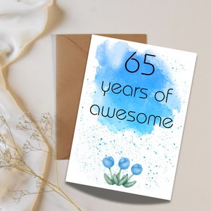 Birthday cards men 65 years, carte anniversaire, carterie, birthday card printable, funny 65th birthday card digital, Instant download