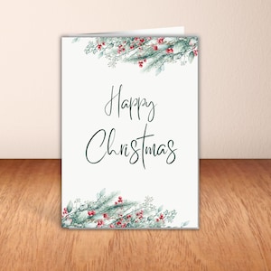 Tarjeta navideña plegable moderna, deseos navideños, tarjeta plegable de Feliz Navidad, descarga instantánea de 5 x 7, tarjeta de felicitación navideña imprimible,