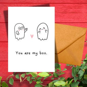 Afdrukbare kaart You are my boo - griezelige liefdesgroet voor koppels, jubileum, verjaardag, alle gelegenheden, leuk paar spook, digitale download,