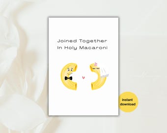 Grappige macaroni-trouwkaart: verlovingskaart pasta woordspeling (digitale download, pdf)