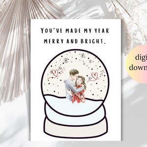 Cartão de Natal para impressão de casal alegre e brilhante, aniversário, Natal, presente de aniversário para namorado, marido, homem, cartões digitais românticos de férias