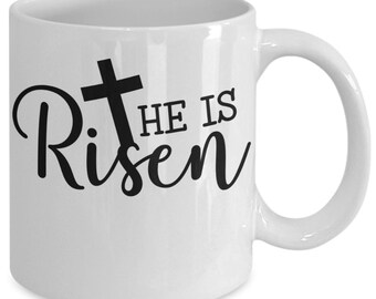 He is risen white ceramic mug for holiday and office co-workers –11 oz he is risen coffee mug for retirement gift