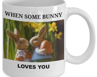 BUNNY RABBITS And Love Couple Ceramic White MUG – Valentine And Christmas Coffee Mug For Coffee Lover Gift