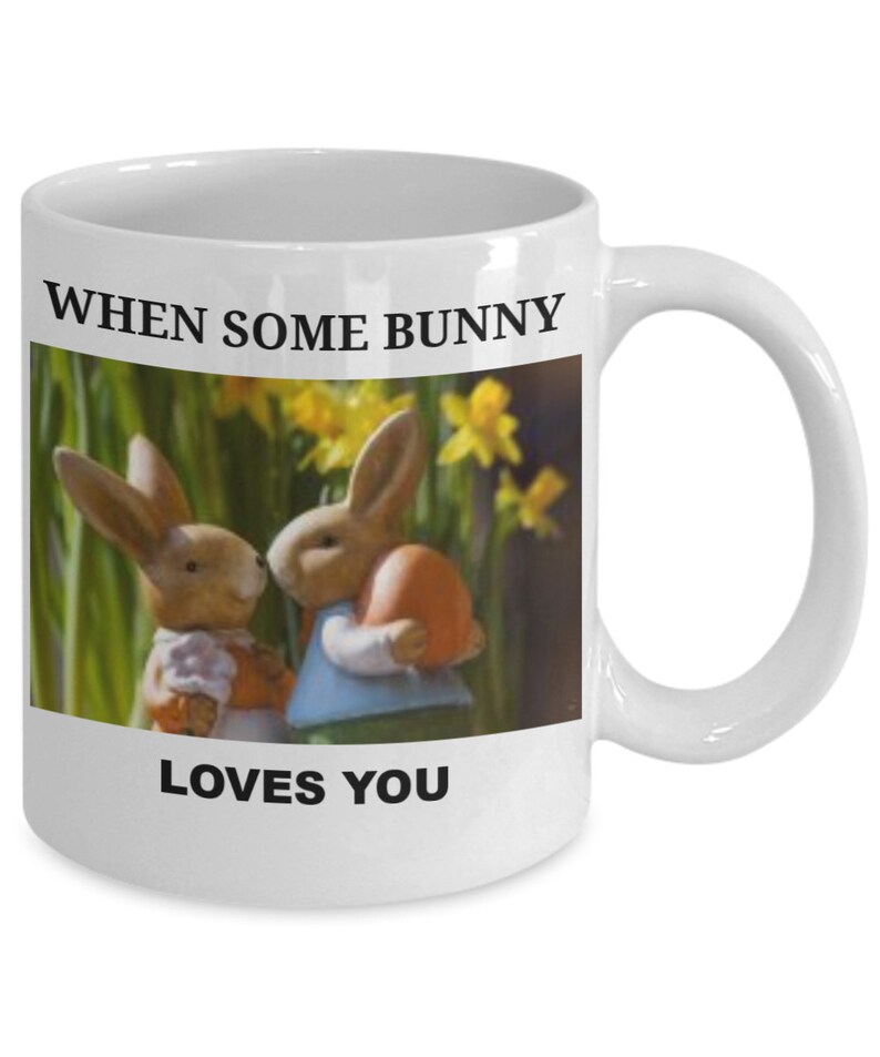 BUNNY RABBITS And Love Couple Ceramic White MUG Valentine And Christmas Coffee Mug For Coffee Lover Gift image 1
