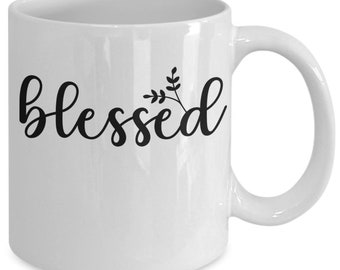 Blessed white ceramic mug for holiday and office co-workers –11 oz blessed coffee mug for retirement gift