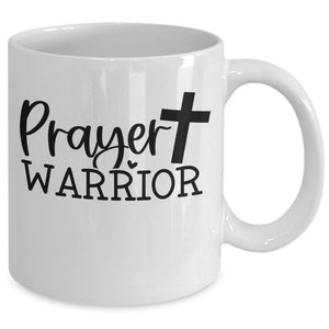 Prayer warrior white ceramic mug for holiday and office co-workers 11 oz prayer warrior coffee mug for retirement gift afbeelding 1