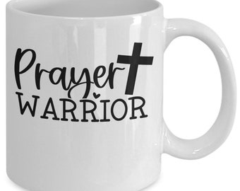 Prayer warrior white ceramic mug for holiday and office co-workers –11 oz prayer warrior coffee mug for retirement gift