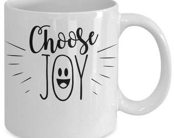 Choose JOY white ceramic mug for holiday and office co-workers –11 oz choose joy coffee mug for retirement gift