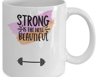 Strong is the new beautiful white ceramic mug for holiday and office co-workers –11 oz strong is the new beautiful coffee mug for retirem...