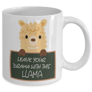Adorable 11 oz ceramic llama drama mug, no drama llama coffee mug, llama coffee mug, drama llama mug for teens, women, mama, co-workers l...