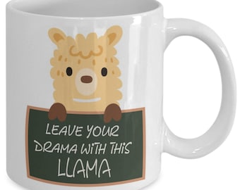 Adorable 11 oz ceramic llama drama mug, no drama llama coffee mug, llama coffee mug, drama llama mug for teens, women, mama, co-workers l...