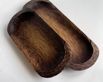 Rustic Wooden Dough Bowl, Hand Carved Bowls, Wood Bread Bowl, Centrepiece Decorative Wooden Tray for Home Decor