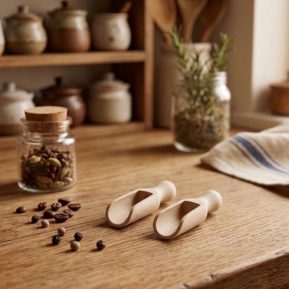 Kleines Holzlöffel-Set für Salz, Zucker, Kaffee oder Gewürze, Mini-Messlöffel, dekoratives, lebensmittelechtes Löffel-Geschenk