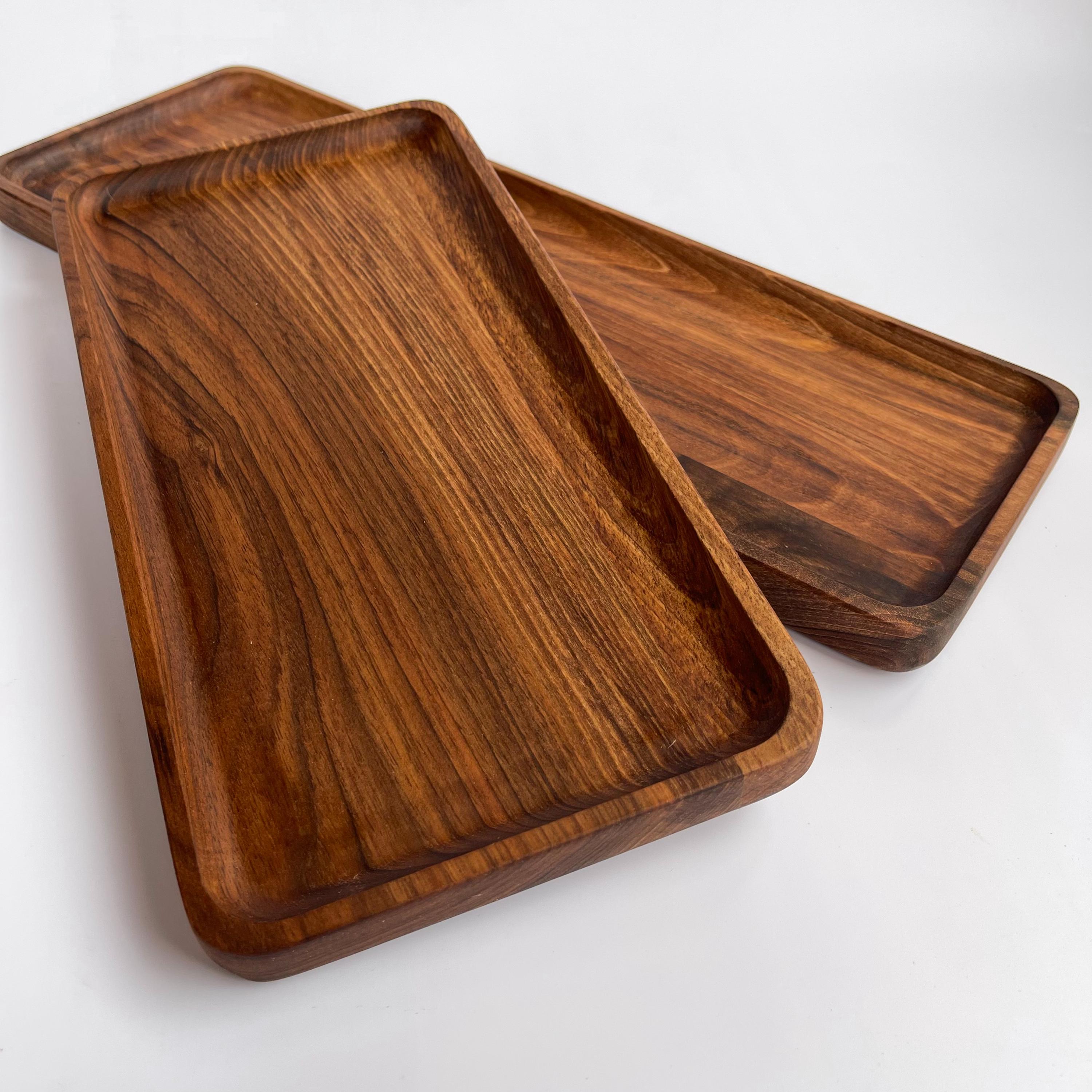 Elegant Walnut Tray for Drink and Snacks, Serving Platter Dining