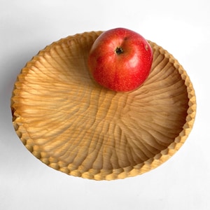 Wooden Round Serving Tray, Carved Plate, Handmade Wood Plate Housewarming Gift, Small Wooden Bowl