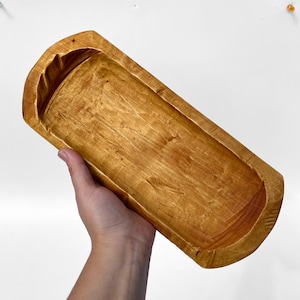 Large Carved Wooden Dough Bowl, Rustic Farmhouse Primitive Bowl Centrepiece