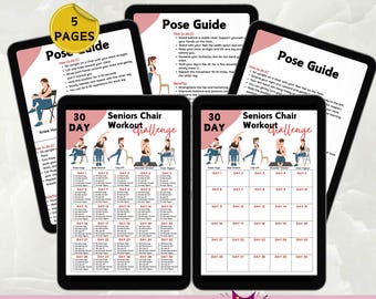 30 Day Chair Yoga Challenge, Chair Exercise Guide, Printable Chair Workout PDF, Senior Home Workout Plan, Digital Download