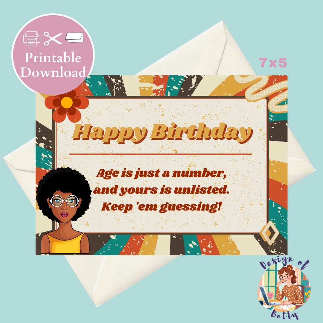 Printable Birthday Card With 80's Vintage Birthday Card - Etsy
