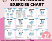 Water Aerobic Exercise Chart, Pool Noodle Exercises for Seniors, Water Aerobics Exercise PDFs, Water Fitness, Water Workout for Beginners