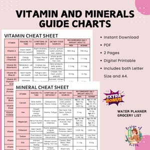 Gids vitaminen en mineralen, tabel essentiële voedingsstoffen, referentie voor gezonde voeding, werkblad patiëntenvoorlichting, diëtist