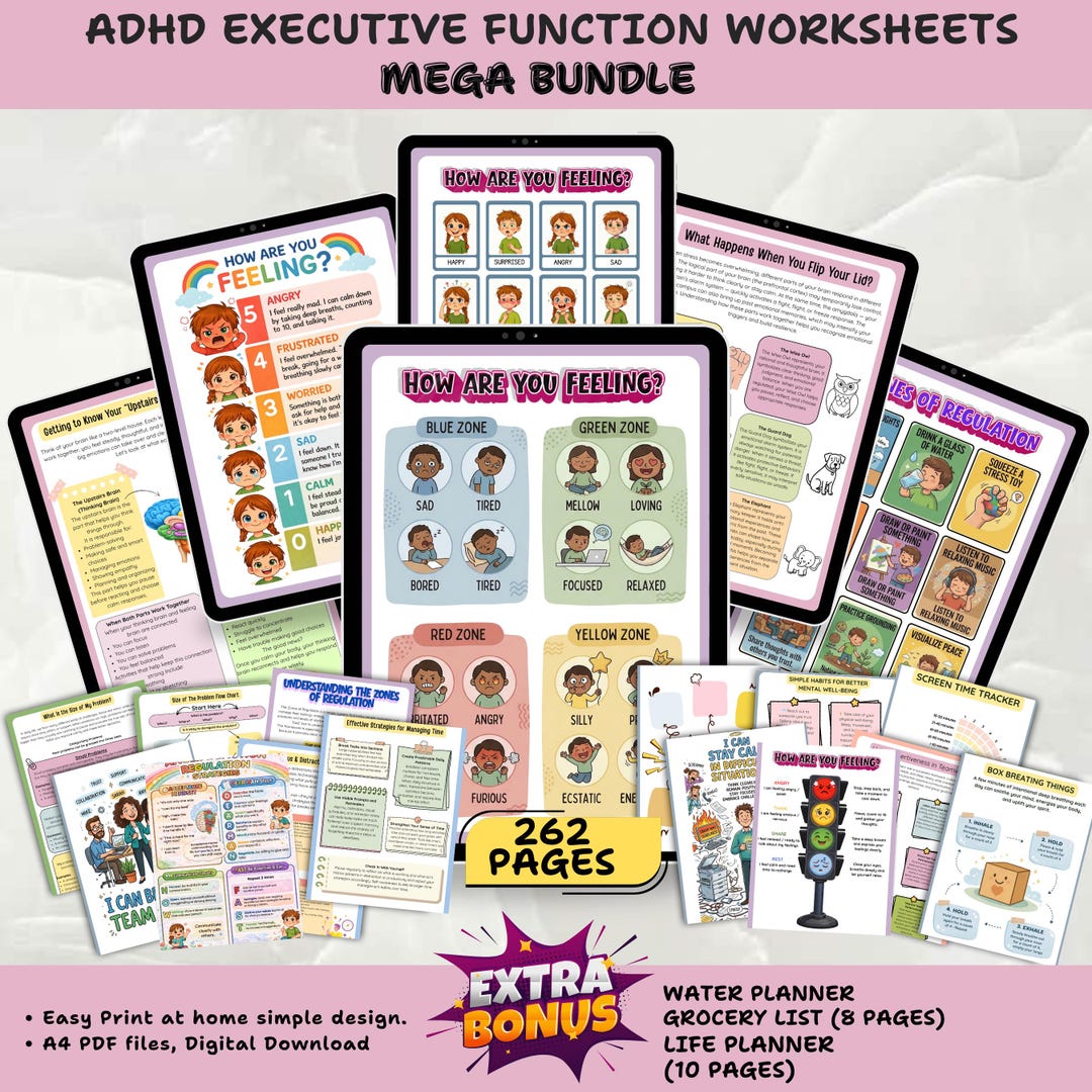 ADHD Executive Function Worksheets Bundle | 250+ Printable PDF ...