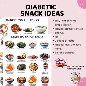 Diabetic Snack Ideas, Diabetic Snack Food List, Diabetes Snacks to Eat, Diabetes Meal Plan - PDF - Low Sugar, Low Carb Snack Recipes