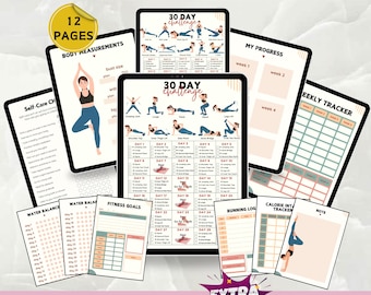30 Day Fitness Challenge Printable | Workout Planner, Exercise Tracker (Digital Download)