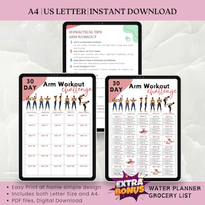 30 dagen armtrainingsuitdaging, armtrainingsplan, armen versterken, halteroefeningen, thuisfitnessplanner, pdf-bestand direct downloaden