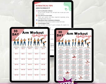 30 Day Arm Workout Challenge, Dumbbell Exercise Plan, Upper Body Strength Routine, Home Fitness Planner, Instant Download PDF
