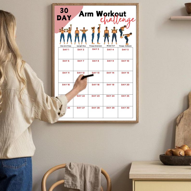 30 Day Arm Workout Challenge, Dumbbell Exercise Plan, Upper Body ...