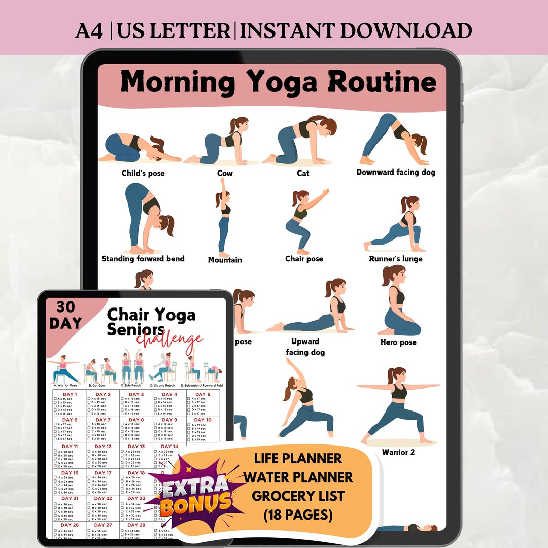 Morning and Evening Yoga Routine, Yoga Sequence, Yoga Poses Art Print ...