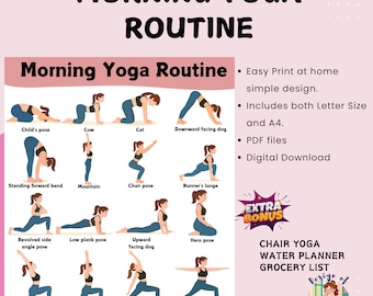 Morning and Evening Yoga Routine, Yoga Sequence, Yoga Poses Art