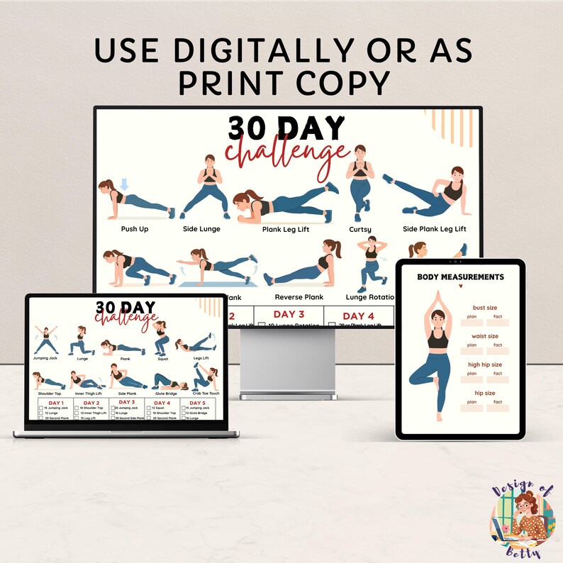 30 Day Fitness Challenge Printable | Workout Planner, Exercise Tracker ...