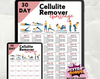 30 Day Cellulite Remover Challenge, Anti Cellulite, Home Workout, Fitness Tracker, Digital Download, Printable, A4&US Letter