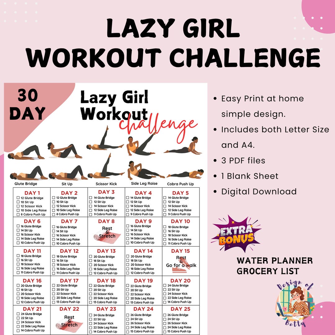 30 Day Lazy Girl Workout Challenge | Full Body Workout Plan ...