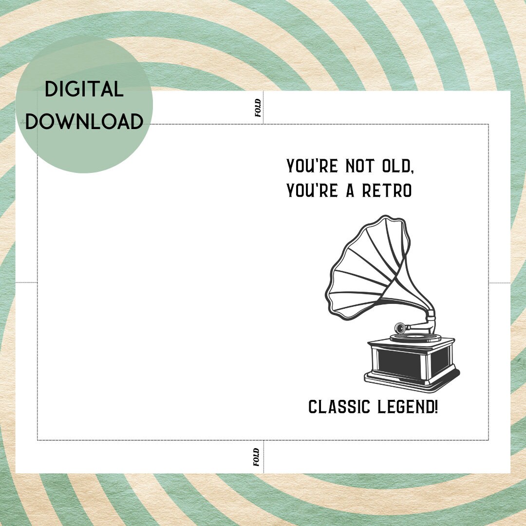 Printable Birthday Card, Funny Birthday Card, Digital Download, Old ...