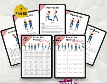 30 Day Pilates Bar Workout Challenge, Pilates Exercise| Pilates challenge, Improve Your Flexibility, Digital Product, Printable, A4-USL